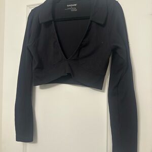 Garage Black Fitted Crop Blouse